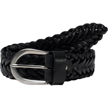 Ceinture tressée à la main en cuir noir au tannage végétal