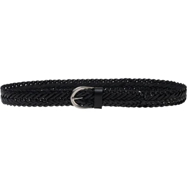 Handgewebter ledergürtel schwarz 3.5 cm breit