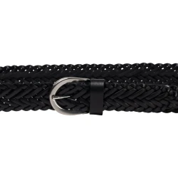 Ceinture tressée à la main en cuir noir au tannage végétal