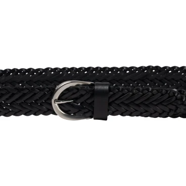 Ceinture tressée à la main en cuir noir au tannage végétal