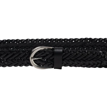 Handgewebter ledergürtel schwarz 3.5 cm breit