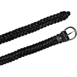 Handmade braided belt in black vegetable tanned leather