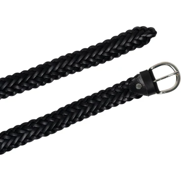 Handgewebter ledergürtel schwarz 3.5 cm breit