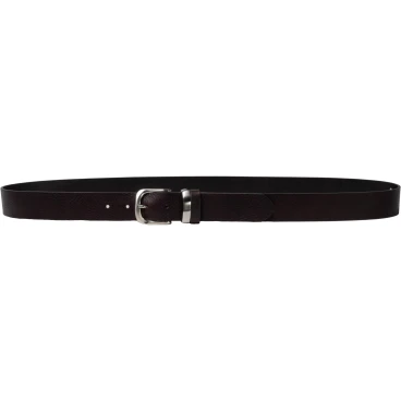 Handmade dark brown leather belt with metal buckle and loop