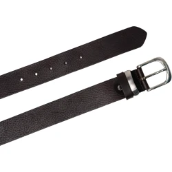 Ceinture en cuir pleine fleur marron oscuro avec boucle en métal