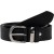 Handmade black leather belt with metal buckle and loop