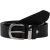 Handmade black leather belt with metal buckle and loop