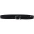 Handmade black leather belt with metal buckle and loop