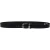 Handmade black leather belt with metal buckle and loop