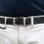 Handmade black leather belt with metal buckle and loop