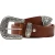 Brown leather western belt for women with metal buckle engraved