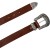 Brown leather western belt for women with metal buckle engraved