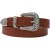 Brown leather western belt for women with metal buckle engraved
