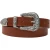 Brown leather western belt for women with metal buckle engraved
