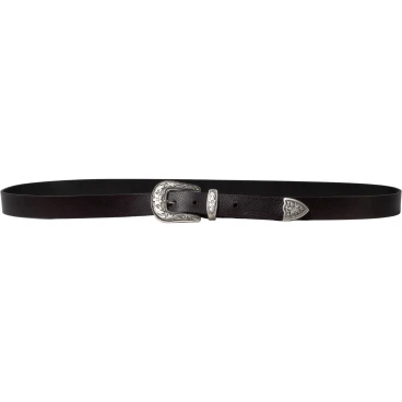 Cintura western donna in pelle marrone scuro con fibbia in metallo