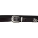 Cintura western donna in pelle marrone scuro con fibbia in metallo