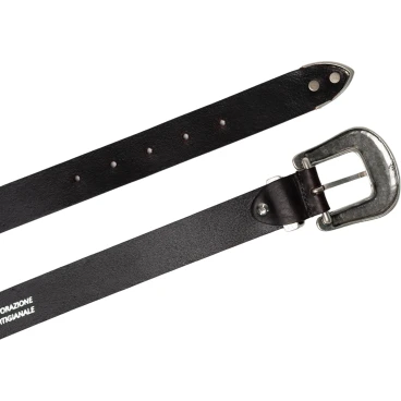 Ceinture western en cuir marron foncé pour femme avec boucle gravé