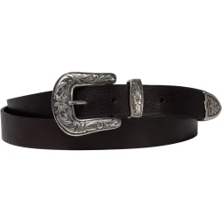 Cintura western donna in pelle marrone scuro con fibbia in metallo