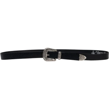 Ceinture western en cuir noir pour femme avec boucle gravé