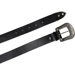 Ceinture western en cuir noir pour femme avec boucle gravé