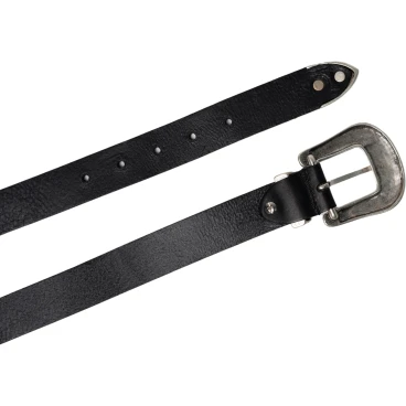 Ceinture western en cuir noir pour femme avec boucle gravé