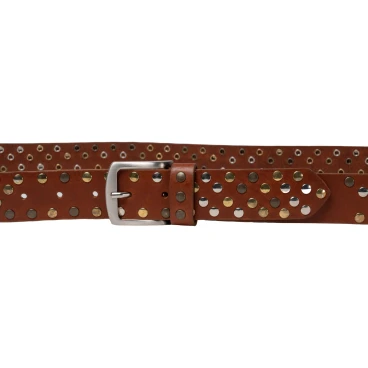 Ceinture cloutée en cuir avec clous métalliques ronds