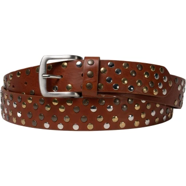 Ceinture cloutée en cuir avec clous métalliques ronds