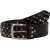 Cintura borchiata in pelle marrone scuro di 3,5 cm unisex