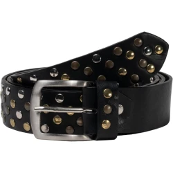 Handmade black metal studded leather belt unisex