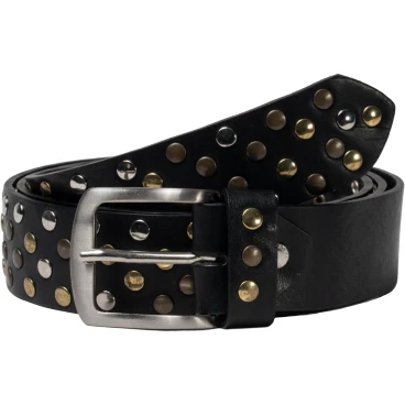 Handgefertigter nietengürtel schwarz leder unisex