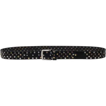 Ceinture cloutée en cuir noir de 3,5 cm unisexe
