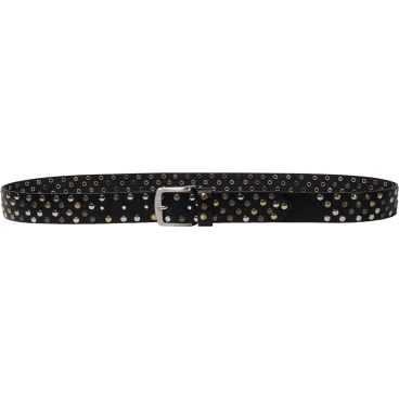 Handmade black metal studded leather belt unisex