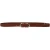 Genuine brandy leather belt with classic rectangular metal buckle