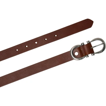 Ceinture en cuir veritable brandy avec boucle rectangulaire en métal classique