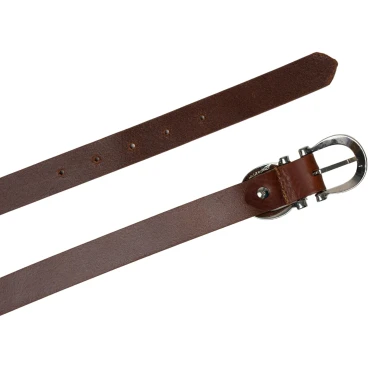 Ceinture en cuir veritable brandy avec boucle rectangulaire en métal classique