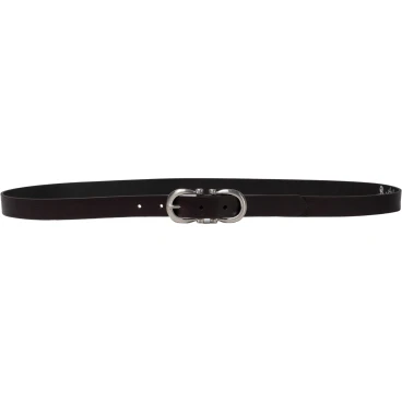 Ceinture en cuir marron foncé faite à la main avec huit boucles en métal