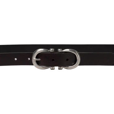 Ceinture en cuir marron foncé faite à la main avec huit boucles en métal