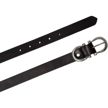 Cintura artigianale in pelle marrone con fibbia ad otto in metallo