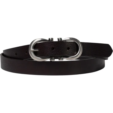 Ceinture en cuir marron foncé faite à la main avec huit boucles en métal