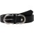 Handmade black leather belt with metal figure eight buckle