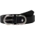 Handmade black leather belt with metal figure eight buckle
