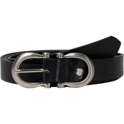 Ceinture en cuir noir faite à la main avec huit boucles en métal