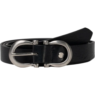 Ceinture en cuir noir faite à la main avec huit boucles en métal
