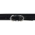Handmade black leather belt with metal figure eight buckle