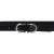 Handmade black leather belt with metal figure eight buckle