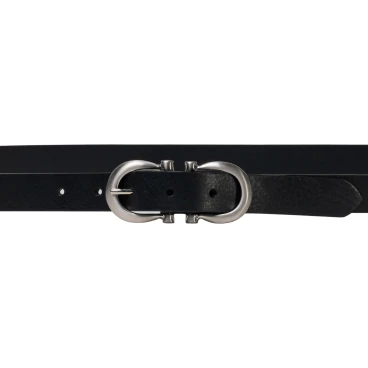 Ceinture en cuir noir faite à la main avec huit boucles en métal