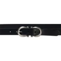 Ceinture en cuir noir faite à la main avec huit boucles en métal