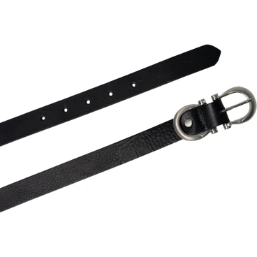 Ceinture en cuir noir faite à la main avec huit boucles en métal