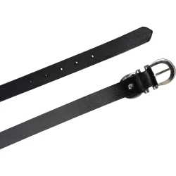Ceinture en cuir noir faite à la main avec huit boucles en métal
