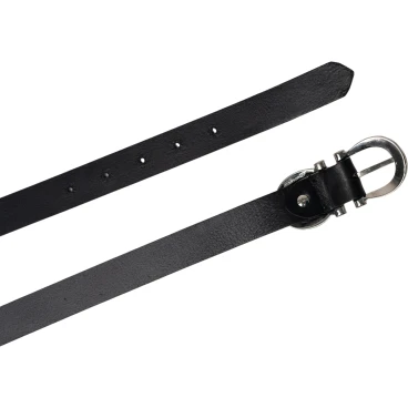 Ceinture en cuir noir faite à la main avec huit boucles en métal
